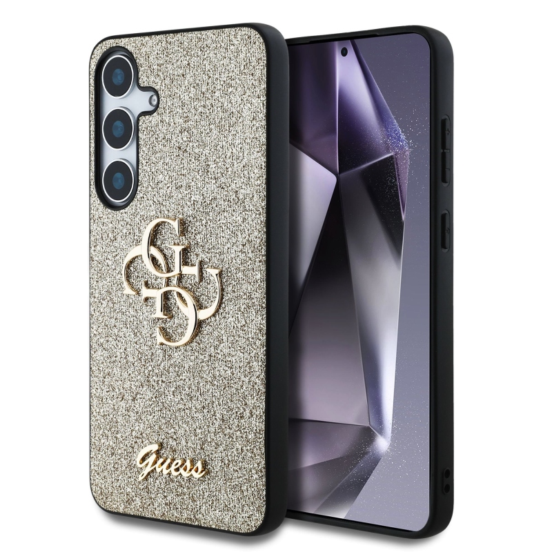 Guess PU Fixed Glitter 4G Metal Logo hátlap Samsung Galaxy S25+ Arany