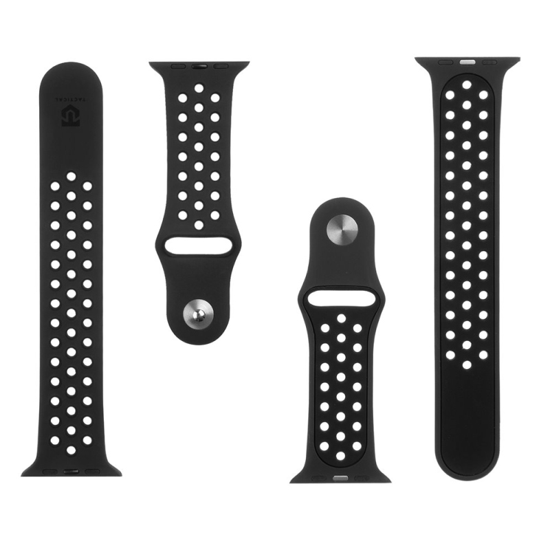 Tactical 161 Dupla szilikon szíj az Apple Watch 1/2/3/4/4/5/6/7/8/9/SE 42/44/45mm-es órájához Fekete