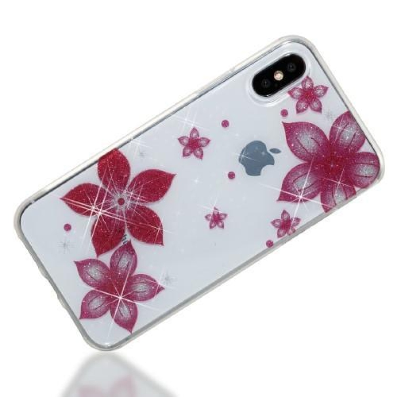 Shine zselés tok iPhone X készülékhez - piros virágok