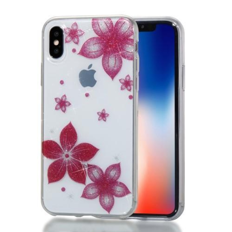 Shine zselés tok iPhone X készülékhez - piros virágok