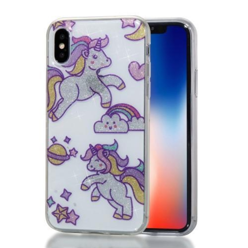 Shine zselés tok iPhone X készülékhez - szivárványos egyszarvúak