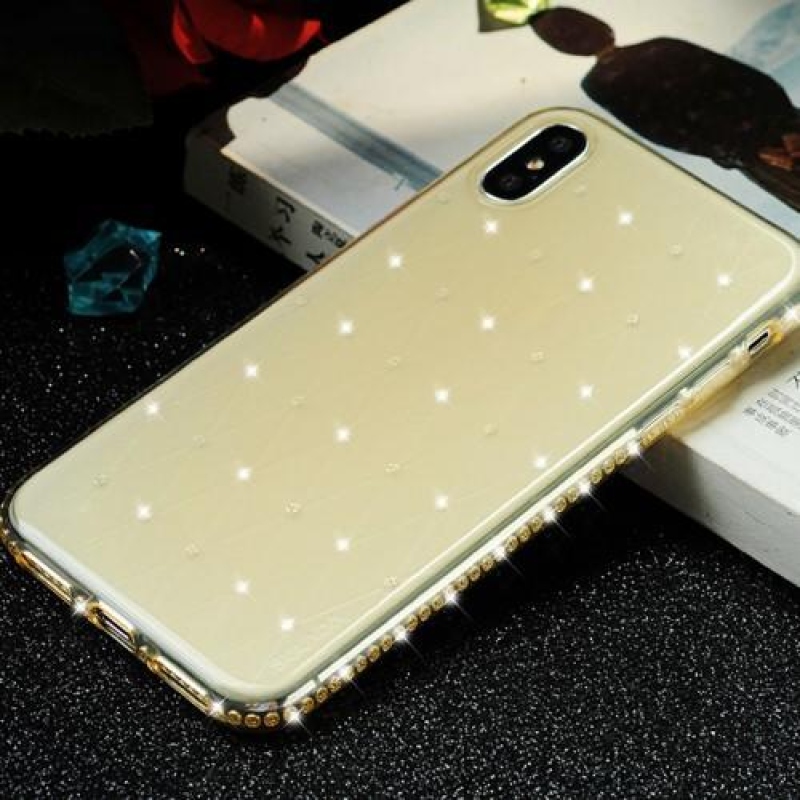 Shine zselés tok díszítéssel iPhone X készülékhez - sárga