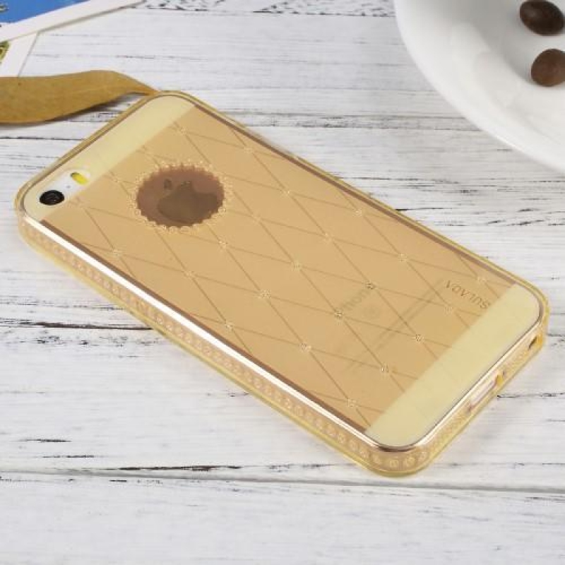 Shini zselés tok csillogó strasszkövekkel iPhone 5 és 5S készülékhez - arany színű
