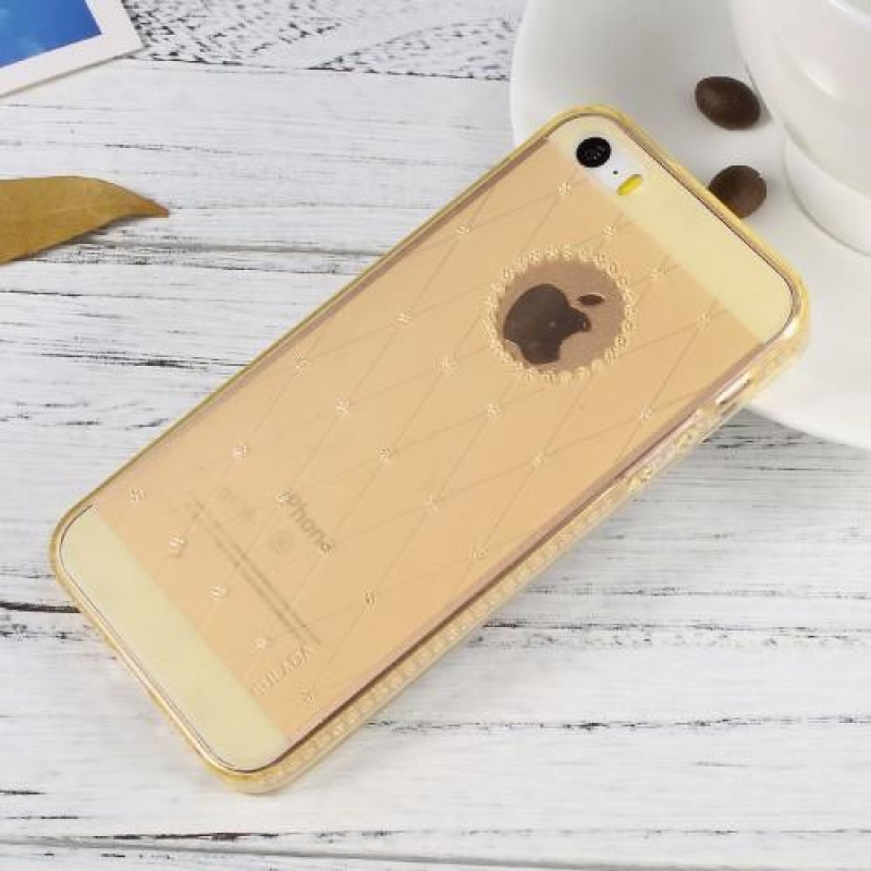 Shini zselés tok csillogó strasszkövekkel iPhone 5 és 5S készülékhez - arany színű