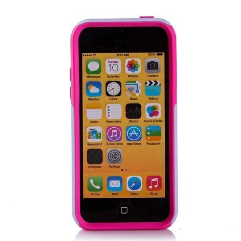 Sokkoló hibrid tartós tok iPhone 5C készülékhez - rózsaszín/szürke