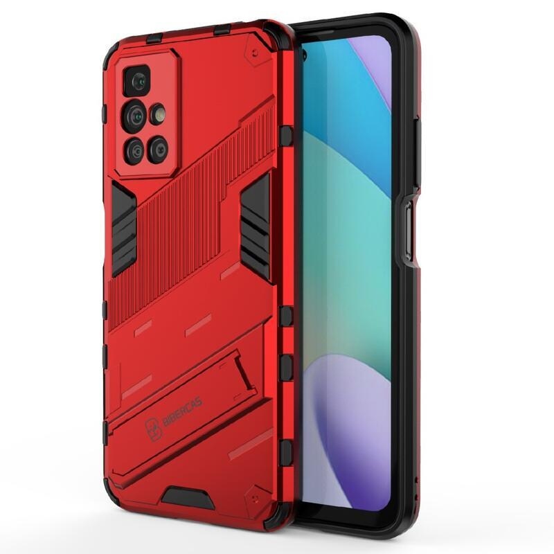Ütésálló hibrid borító csuklós állvánnyal Xiaomi Redmi 10/Redmi 10 (2022) - piros