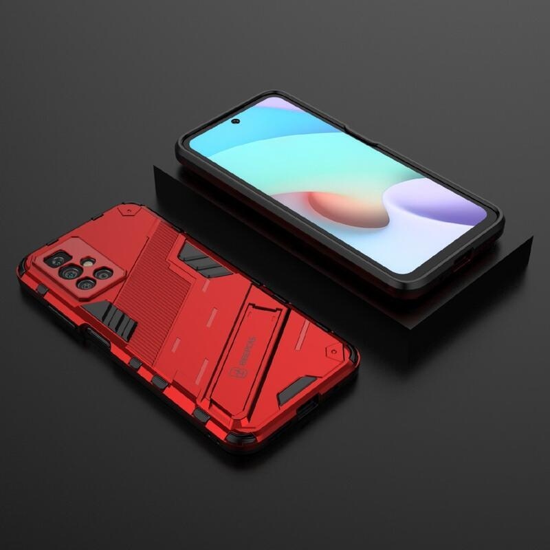 Ütésálló hibrid borító csuklós állvánnyal Xiaomi Redmi 10/Redmi 10 (2022) - piros