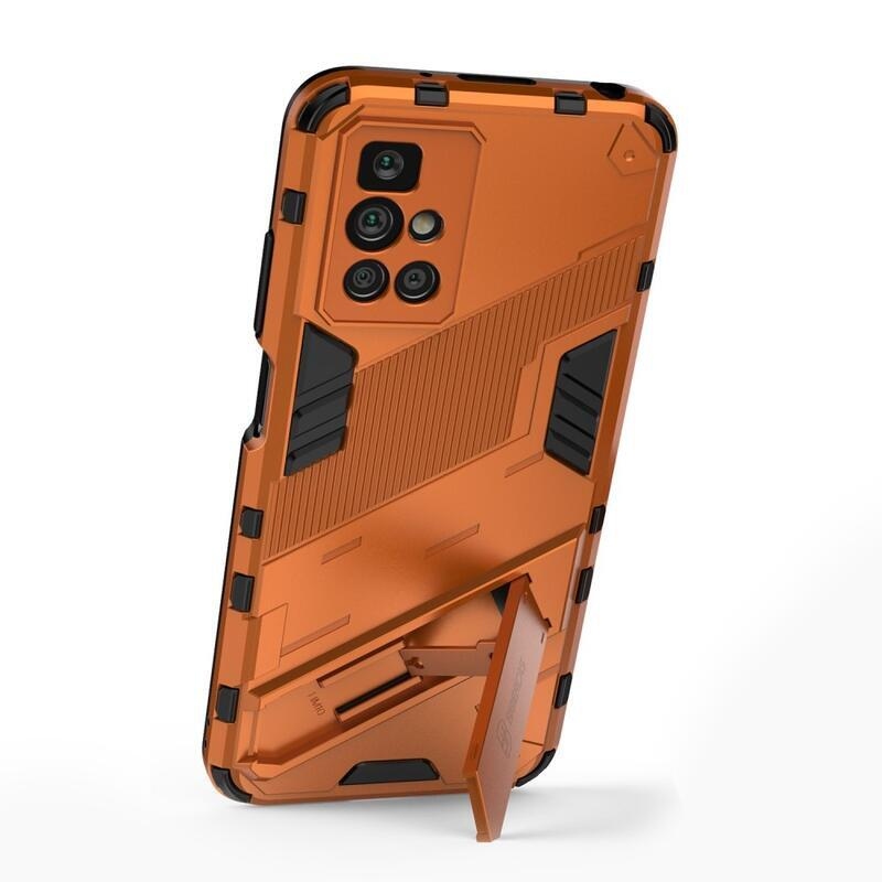 Ütésálló hibrid borító csuklós állvánnyal Xiaomi Redmi 10/Redmi 10 (2022) - narancssárga színben