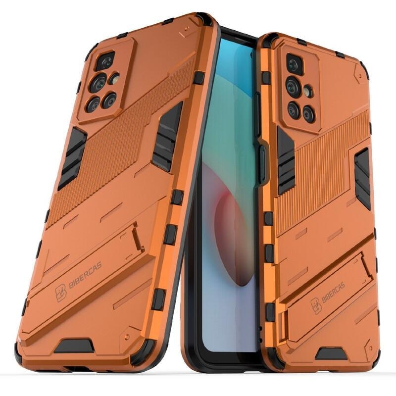 Ütésálló hibrid borító csuklós állvánnyal Xiaomi Redmi 10/Redmi 10 (2022) - narancssárga színben