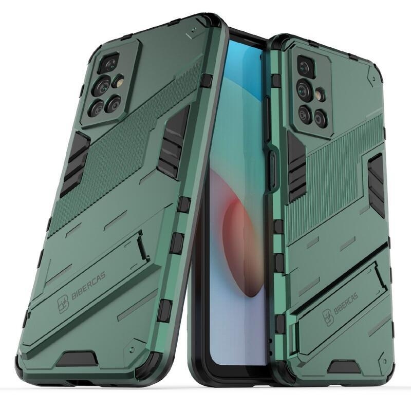 Ütésálló hibrid borító csuklós állvánnyal Xiaomi Redmi 10/Redmi 10 (2022) - zöld színű