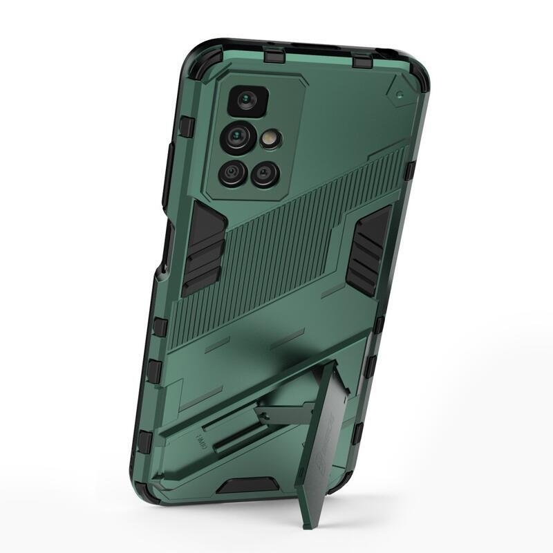 Ütésálló hibrid borító csuklós állvánnyal Xiaomi Redmi 10/Redmi 10 (2022) - zöld színű