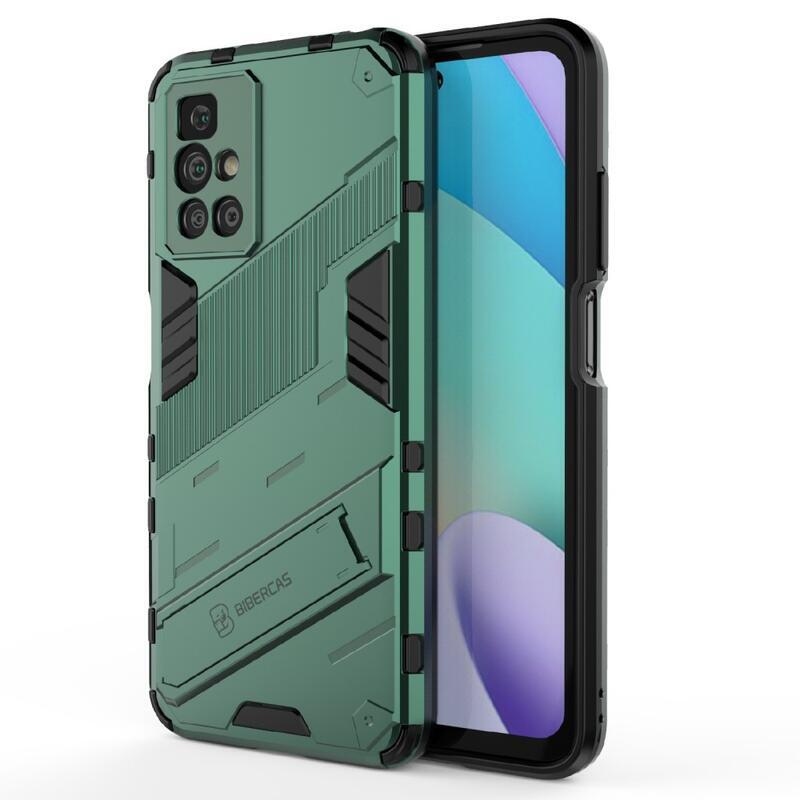 Ütésálló hibrid borító csuklós állvánnyal Xiaomi Redmi 10/Redmi 10 (2022) - zöld színű