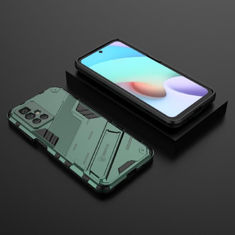 Ütésálló hibrid borító csuklós állvánnyal Xiaomi Redmi 10/Redmi 10 (2022) - zöld színű