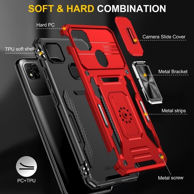 Sokkoló visszahúzható hibrid borítás Xiaomi Redmi 10A-hoz - piros