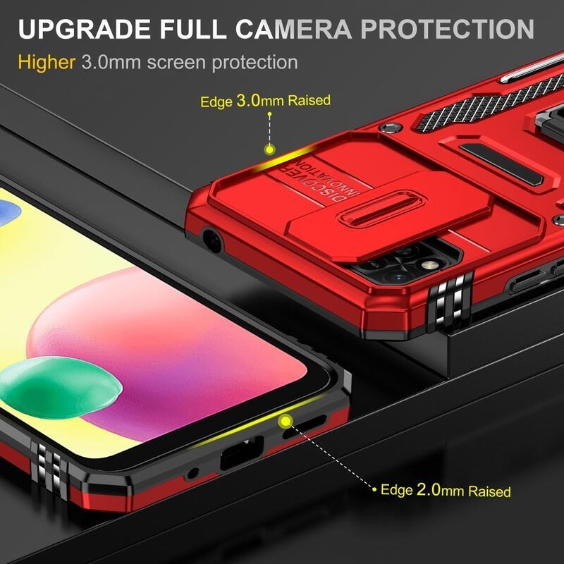 Sokkoló visszahúzható hibrid borítás Xiaomi Redmi 10A-hoz - piros