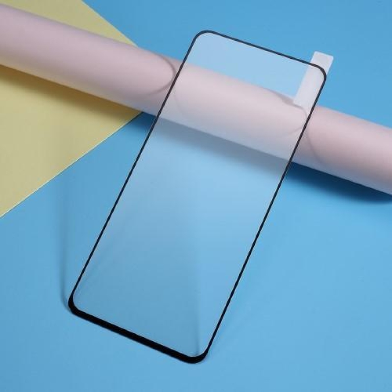 Selyem teljes képernyő edzett üveg a Samsung Galaxy A80 készülékre - fekete szegéllyel