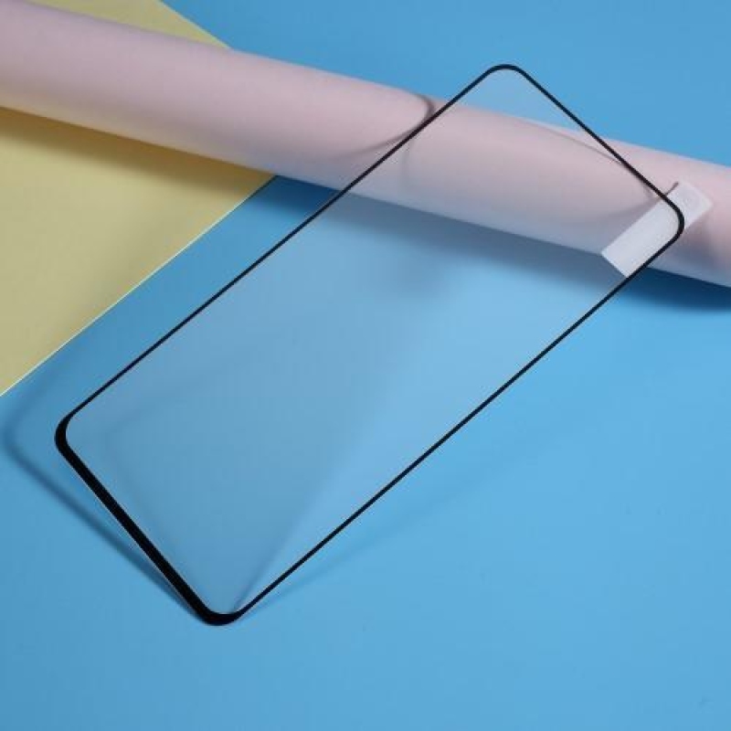 Selyem teljes képernyő edzett üveg a Samsung Galaxy A80 készülékre - fekete szegéllyel