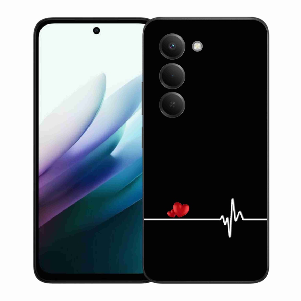 Gél borítás mmCase a Xiaomi Redmi 15 4G/5G (171mm) - szív és szívverés fekete háttérrel