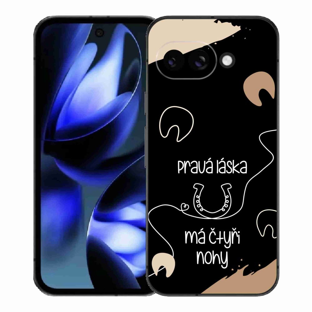Gél borítás mmCase a Google Pixel 9a számára - ló motívum fekete háttérrel