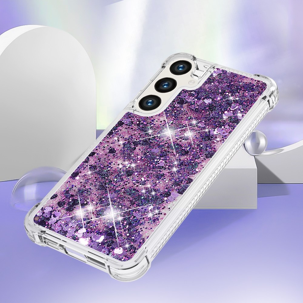 Glitter homokóra zselés tok Samsung Galaxy S24+ készülékhez - sötétlila/szív