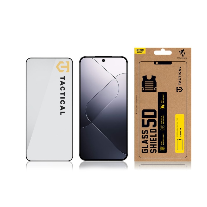 Taktikai üvegpajzs 5D üveg a Xiaomi 14 fekete számára
