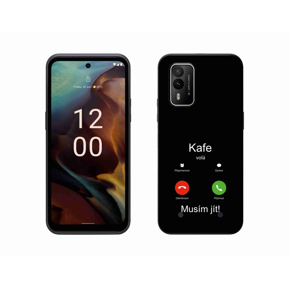Zselés borítás mmCase a Nokia XR21 készülékhez - fekete háttérrel, kávé hívószámmal