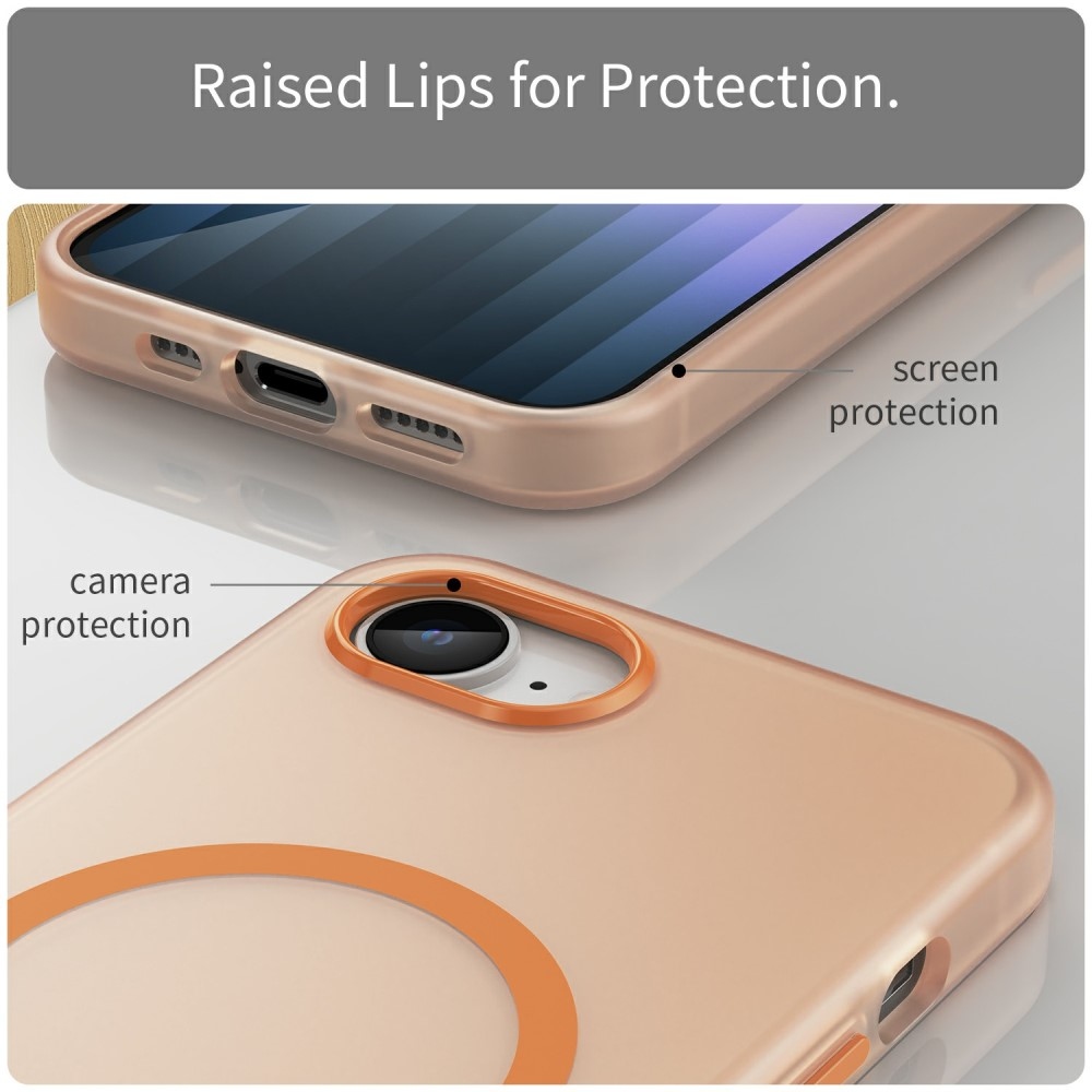 Frost zselés tok MagSafe támogatással iPhone 16e készülékhez - narancssárga