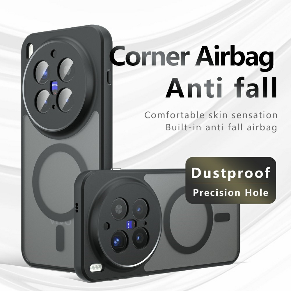 Bőr zselés tok szilárd hátlappal és MagSafe támogatással a Vivo X300 Pro 5G készülékhez - fekete