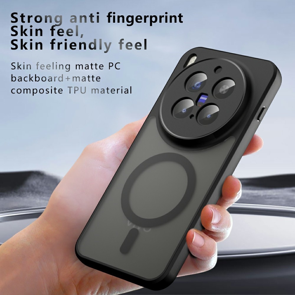 Bőr zselés tok szilárd hátlappal és MagSafe támogatással a Vivo X300 Pro 5G készülékhez - fekete