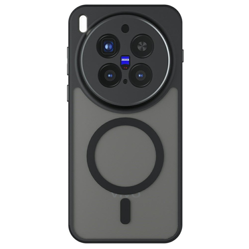 Bőr zselés tok szilárd hátlappal és MagSafe támogatással a Vivo X300 Pro 5G készülékhez - fekete