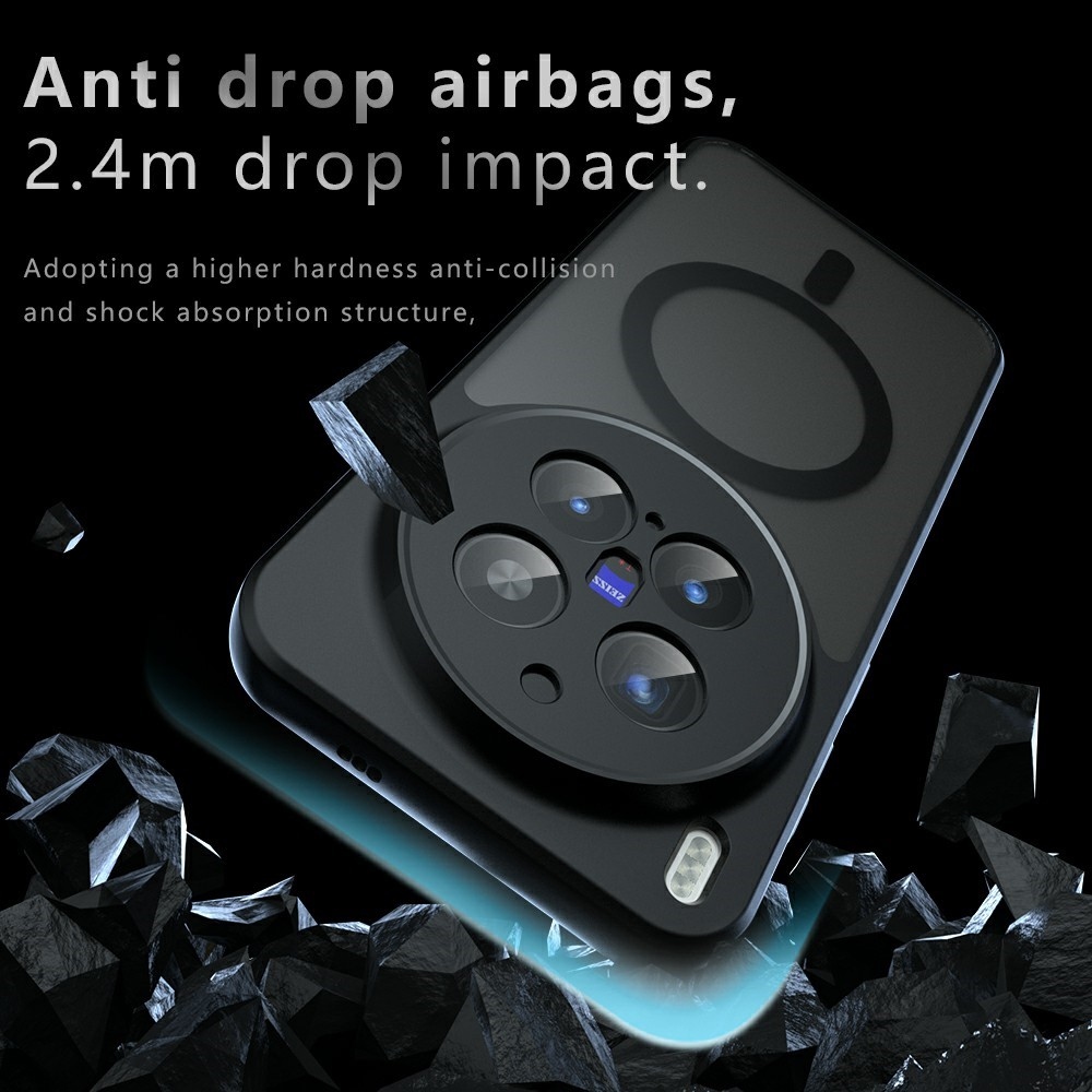 Bőr zselés tok szilárd hátlappal és MagSafe támogatással a Vivo X300 Pro 5G készülékhez - fekete