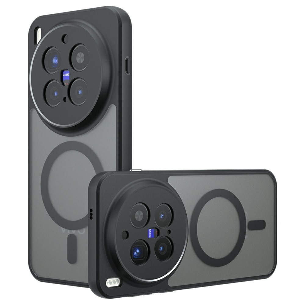 Bőr zselés tok szilárd hátlappal és MagSafe támogatással a Vivo X300 Pro 5G készülékhez - fekete