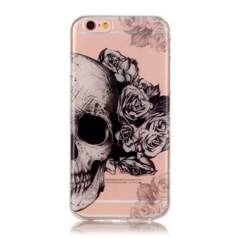 Átlátszó zselés bőr tok iPhone 6 Plus és iPhone 6s Plus készülékhez - koponya