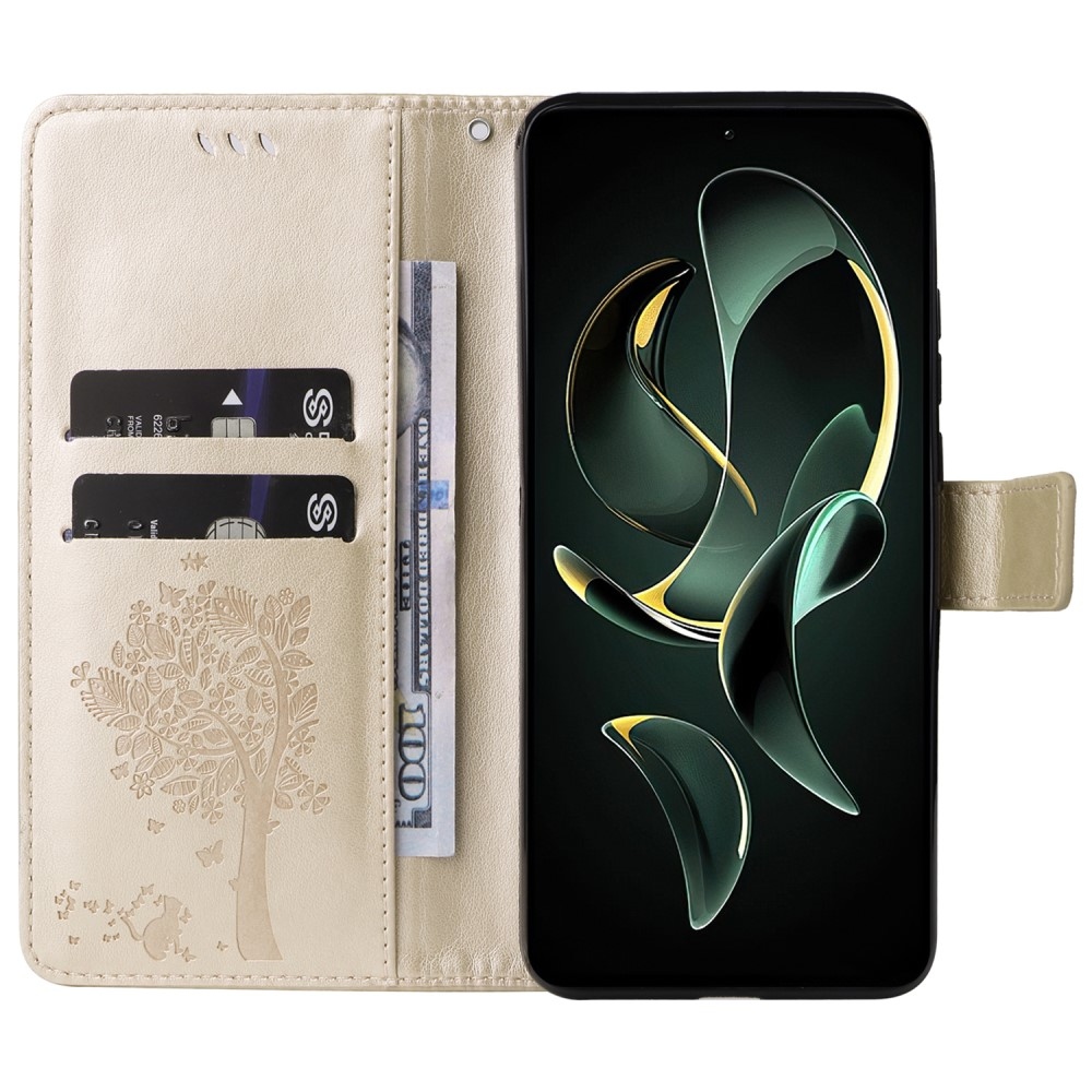 Fa könyv tok Xiaomi 13T/13T Pro-hoz - arany színű