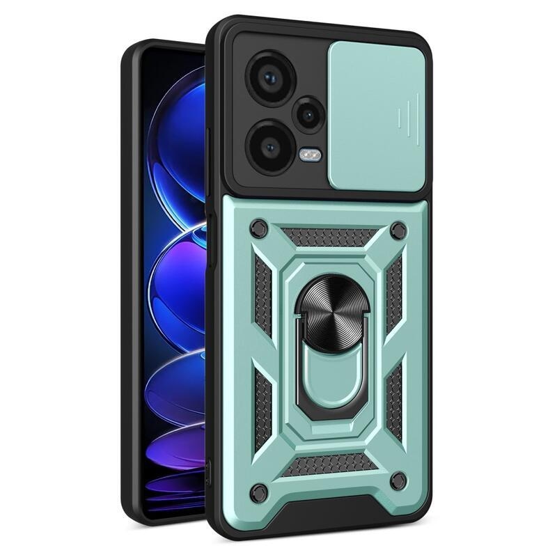 Csúsztatható tartós hibrid borítás a Xiaomi Redmi Note 12 Pro+ 5G-hez - zöld színű