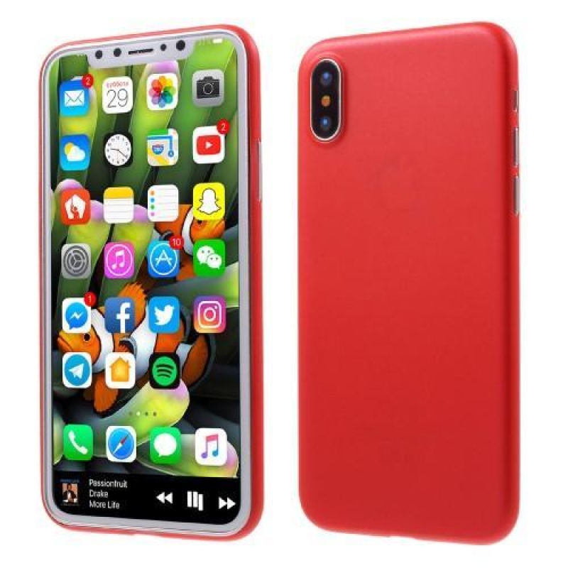 Vékony műanyag tok iPhone X készülékhez - piros
