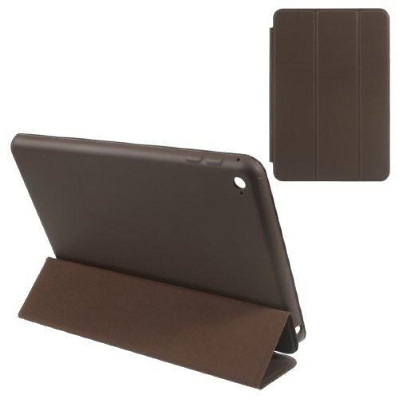 Vékony, állítható tok PU bőr patenttal iPad mini 4 készülékhez - kávé