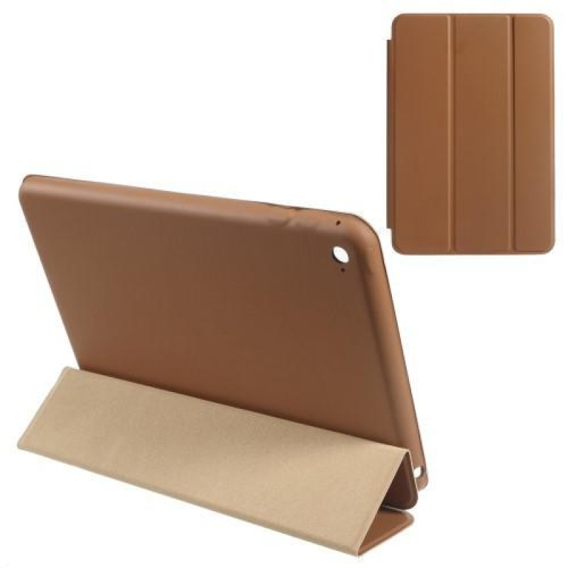 Vékony, állítható tok PU bőr patenttal iPad mini 4 készülékhez - barna