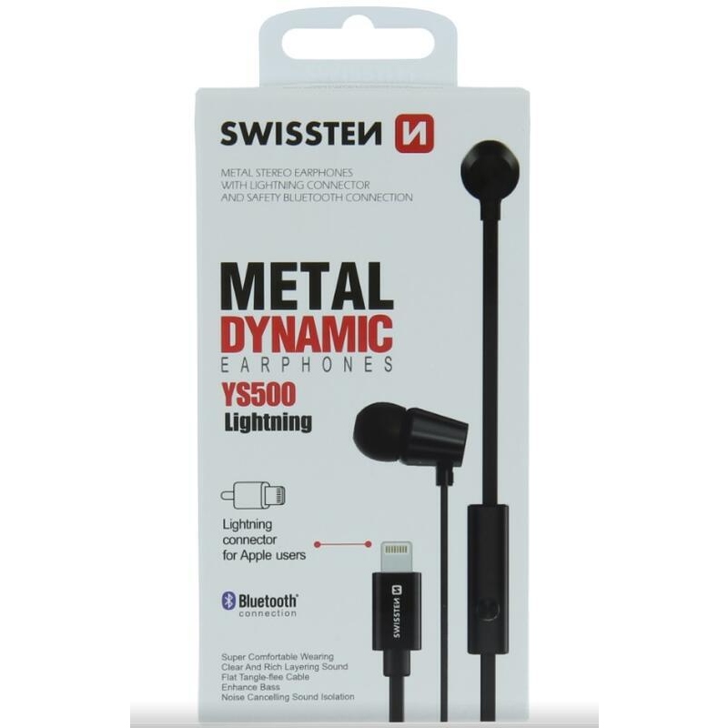 Swissten fülhallgató dinamikus villám YS500 - fekete