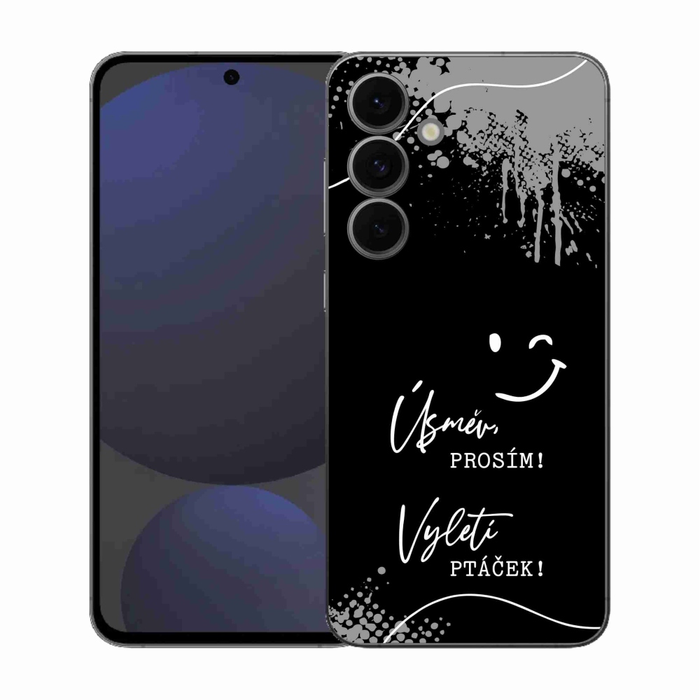 Gél borítás mmCase Samsung Galaxy S25 FE - vicces szöveg 4 fekete háttér