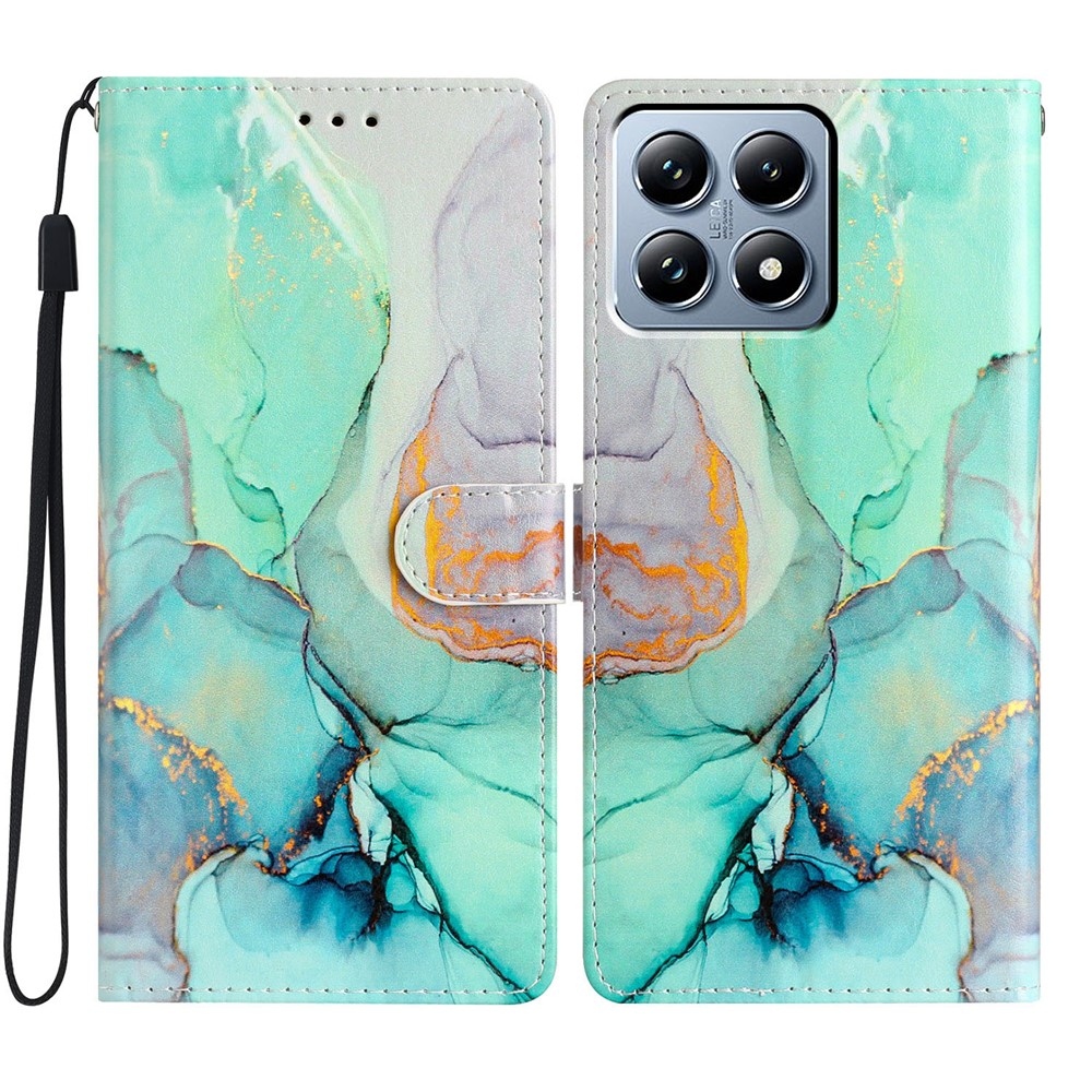 Egyedi könyvtáska Xiaomi 15T Pro - zöld márvány