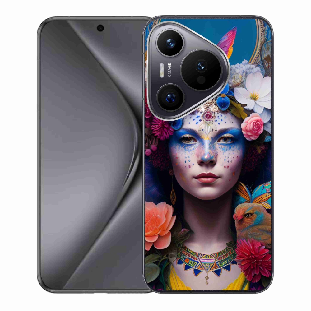 Gél borító mmCase a Huawei Pura 70-hez - nő virágokkal
