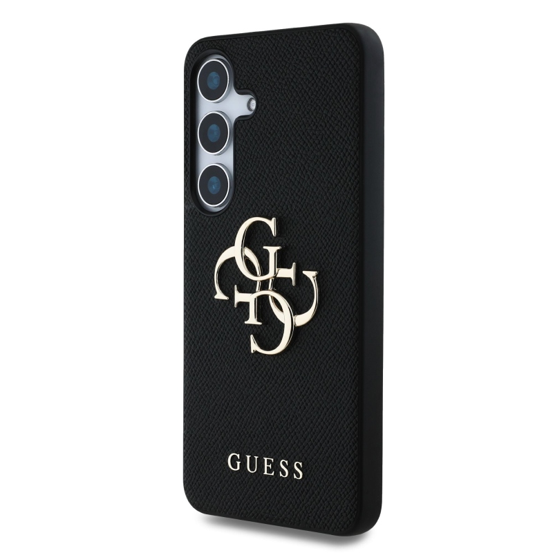 Guess PU szemcsés 4G fém logós hátlap Samsung Galaxy S25+ fekete