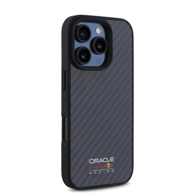 Red Bull Carbon fényes logóval ellátott MagSafe hátlap iPhone 16 Pro-hoz Fekete