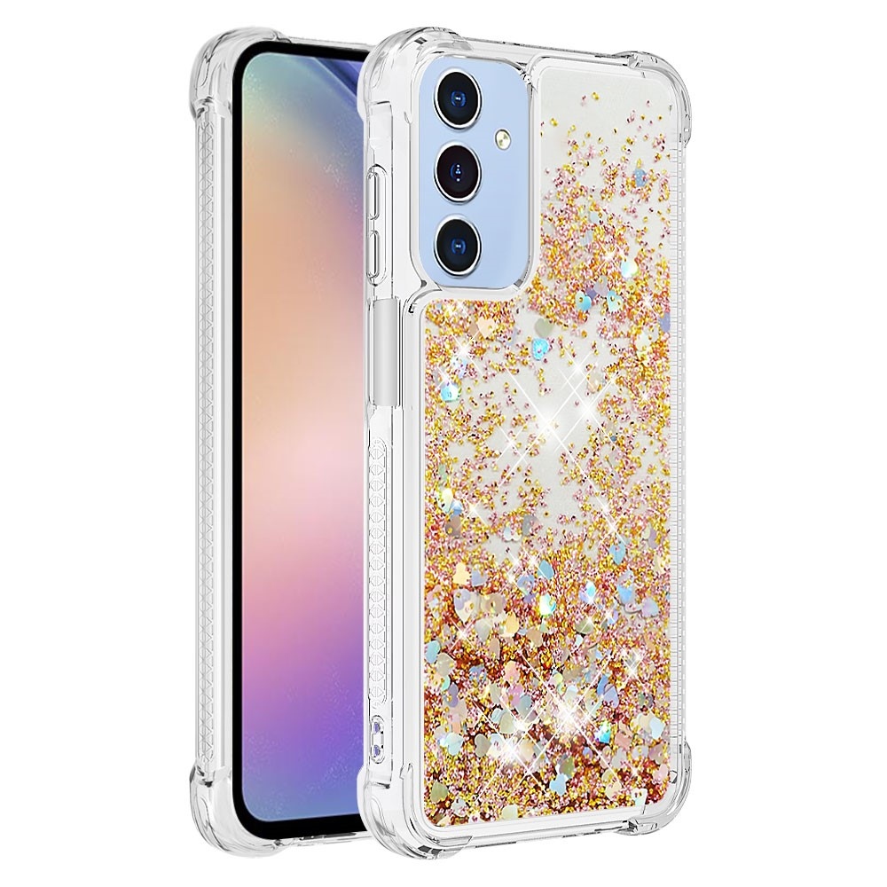 Glitter homokóra zselés tok Samsung Galaxy A26 5G - arany/szív