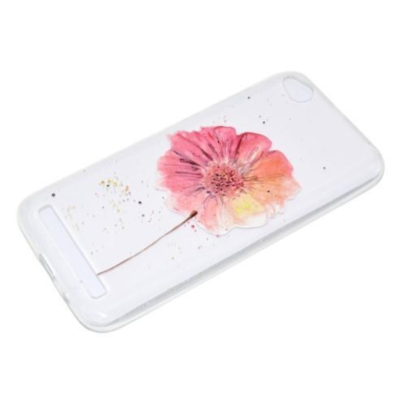 Puha zselés tok motívummal Xiaomi Redmi 5A - piros virággal