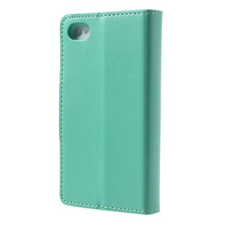 Sonata PU bőr könyvtáska iPhone 4 és 4s készülékhez - ciánkék színben