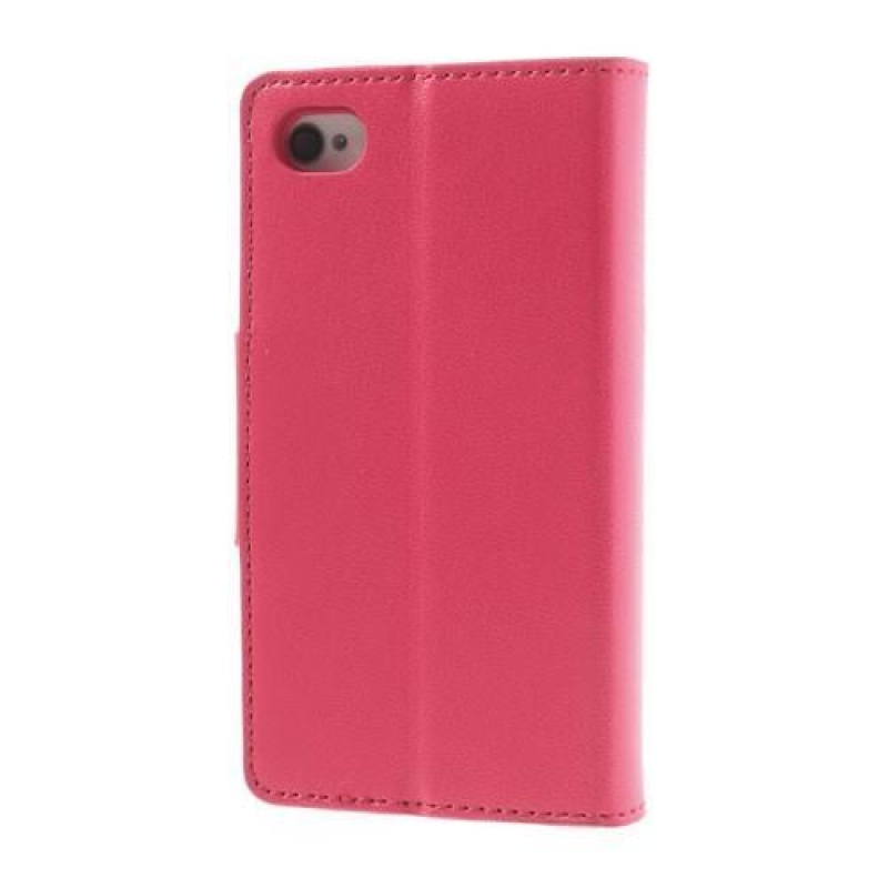 Sonata PU bőr könyvtáska iPhone 4 és 4s készülékhez - rózsaszínű