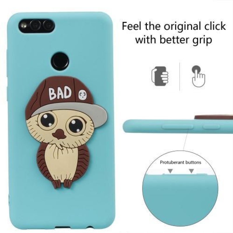 Bagolyfiú 3D szilikon tok Honor 7X készülékhez - világoskék