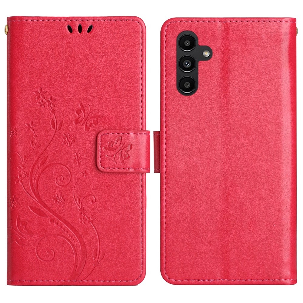 Virágok könyv tok Samsung Galaxy S25-hez - piros